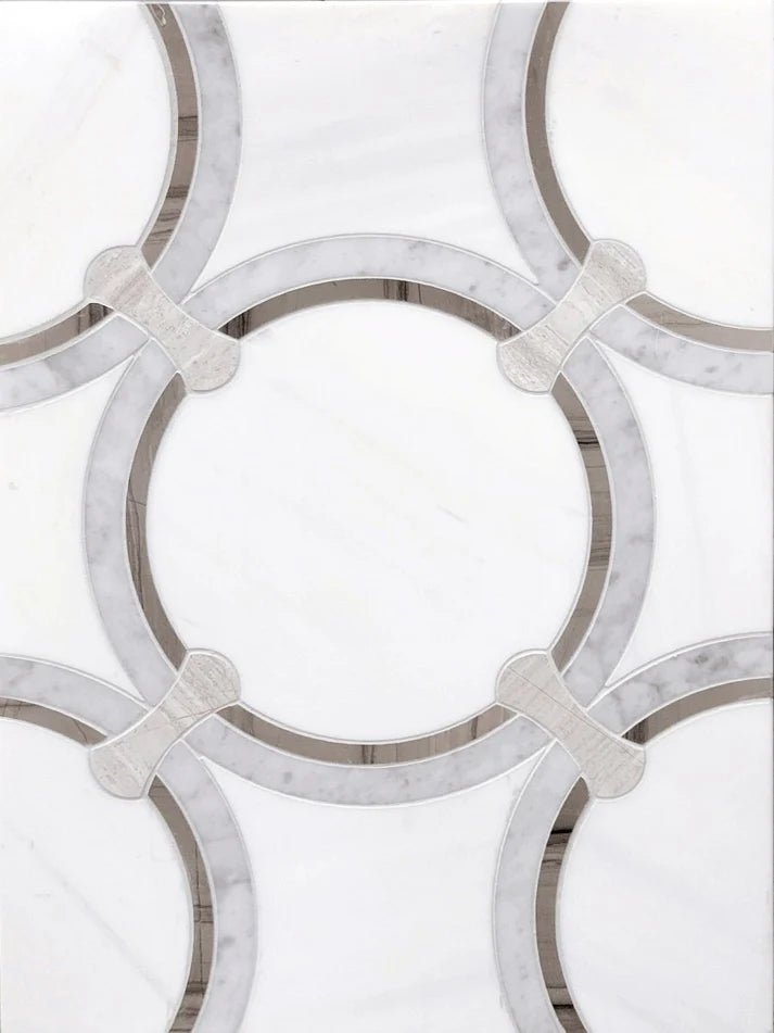 Transia Marla Circles Marble Waterjet Mosaic Zicana Boutique - Zicana Boutique - 1