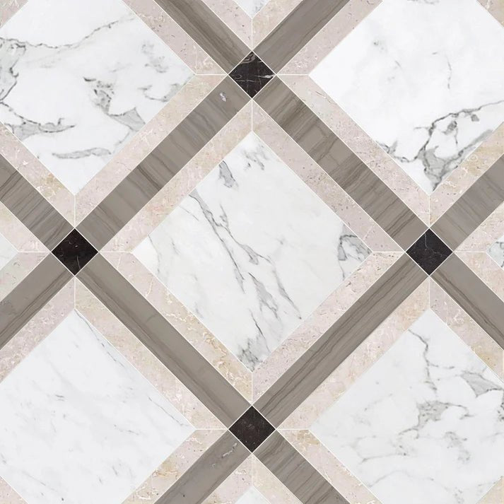 Umbraline Glacier Geometric Waterjet Marble Tile Zicana Boutique - Zicana Boutique - 1