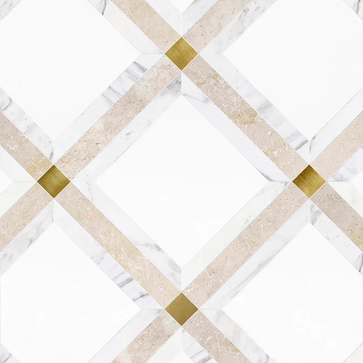 Umbraline Spectre Metallic Geometric Waterjet Marble Tile Zicana Boutique - Zicana Boutique - 1