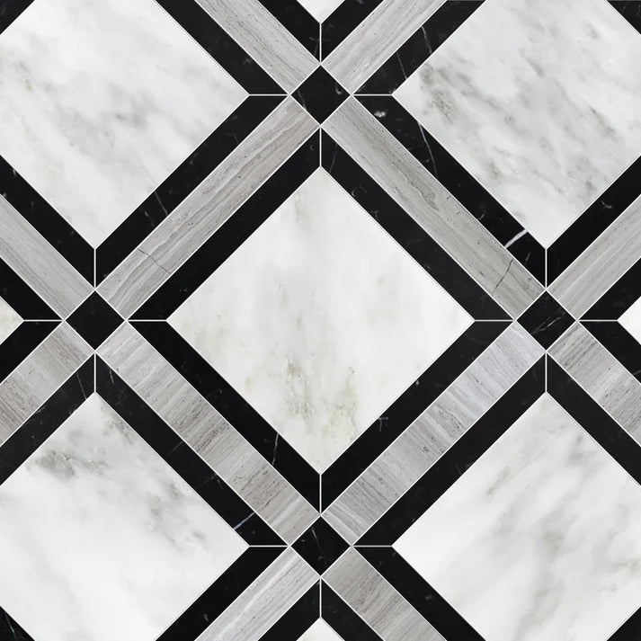 Umbraline Springs Geometric Waterjet Marble Tile Zicana Boutique - Zicana Boutique - 1