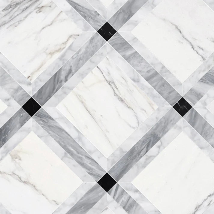 Umbraline Tundra Geometric Waterjet Marble Tile Zicana Boutique - Zicana Boutique - 1