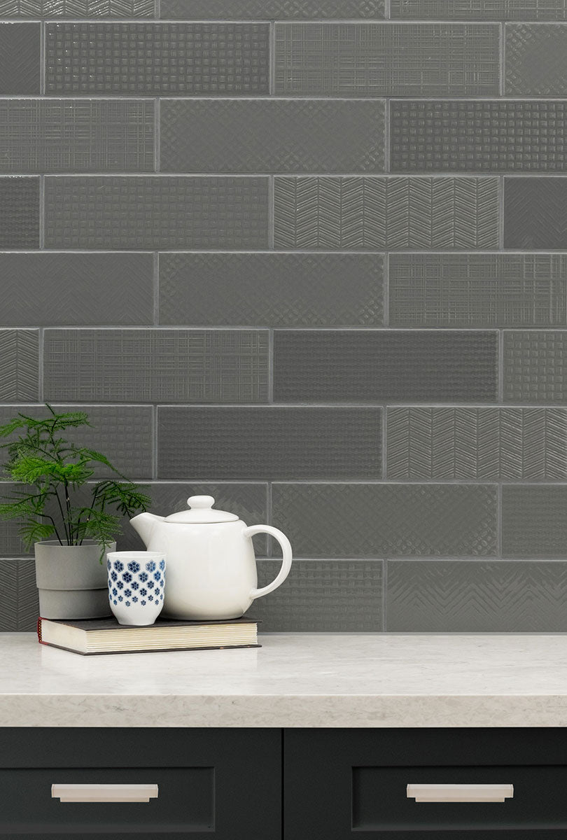 Urbano Graphite 3D Mix Ceramic MSI Field Tiles 4" X 12" MSI - Zicana Boutique - 5