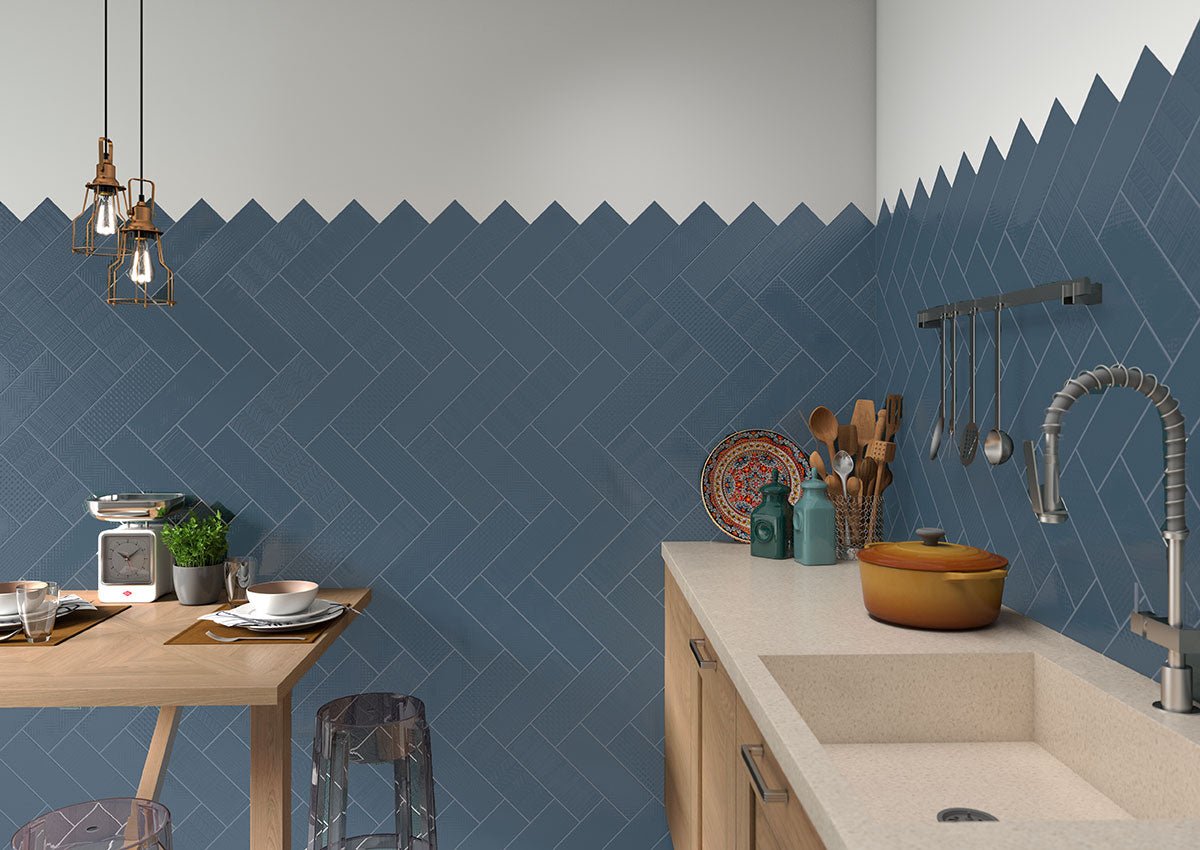 Urbano Navy 3D Mix Ceramic MSI Field Tiles 4" X 12" MSI - Zicana Boutique - 6