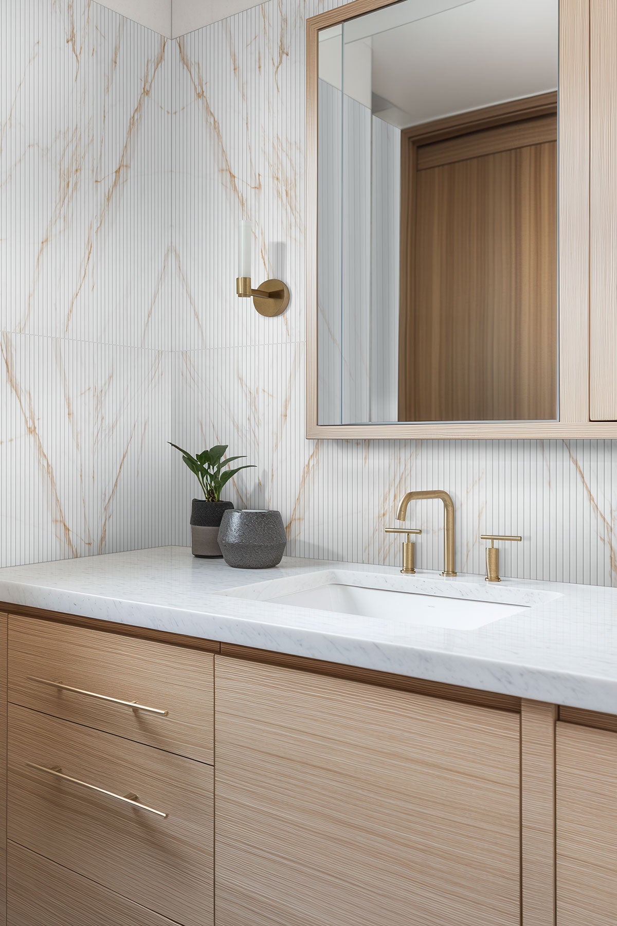 Urbanslat Marmi Gold Ceramic MSI Field Tiles 16" X 48" Fluted MSI - Zicana Boutique - 2