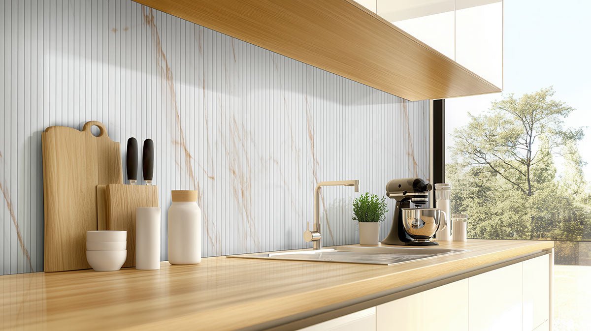 Urbanslat Marmi Gold Ceramic MSI Field Tiles 16" X 48" Fluted MSI - Zicana Boutique - 10