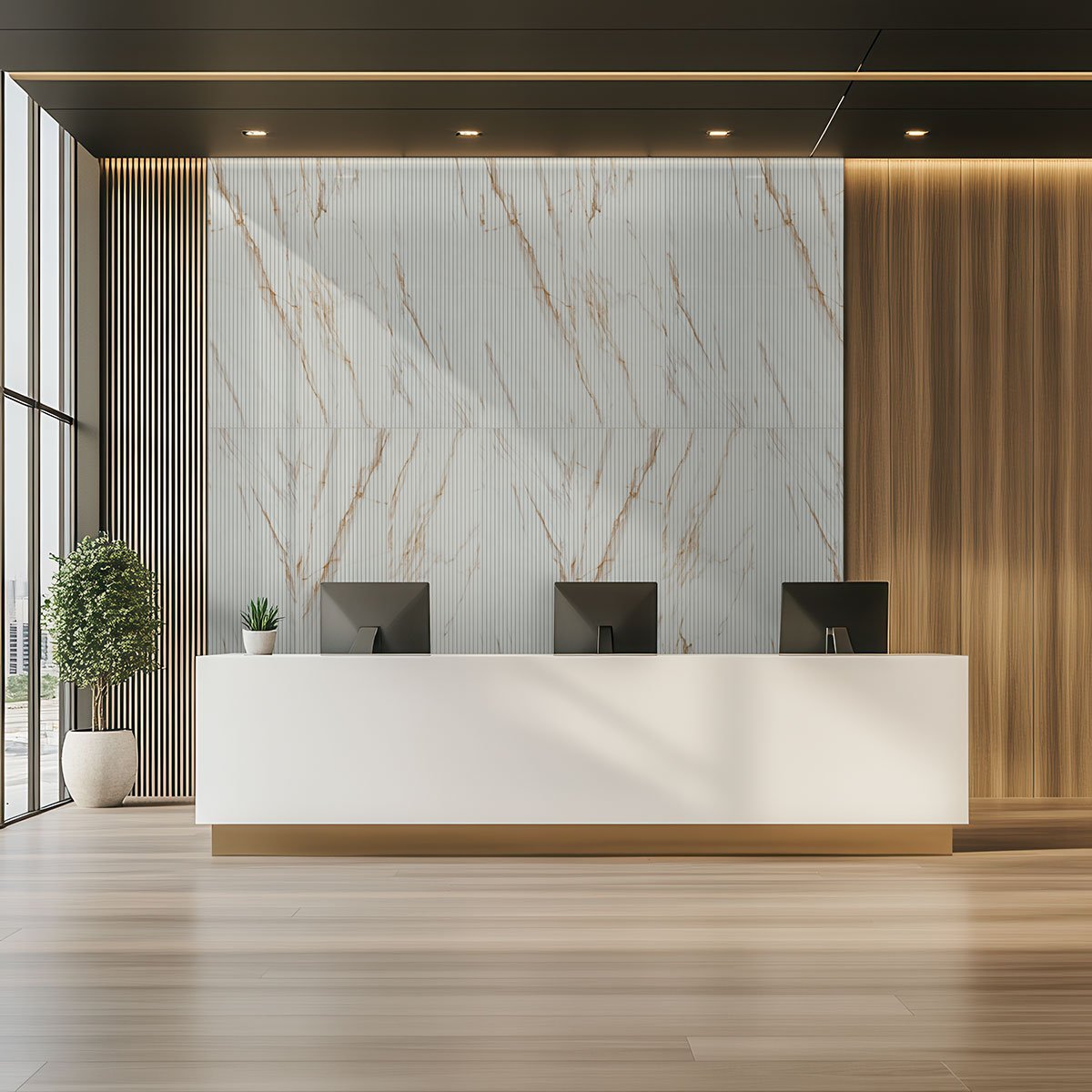 Urbanslat Marmi Gold Ceramic MSI Field Tiles 16" X 48" Fluted MSI - Zicana Boutique - 9