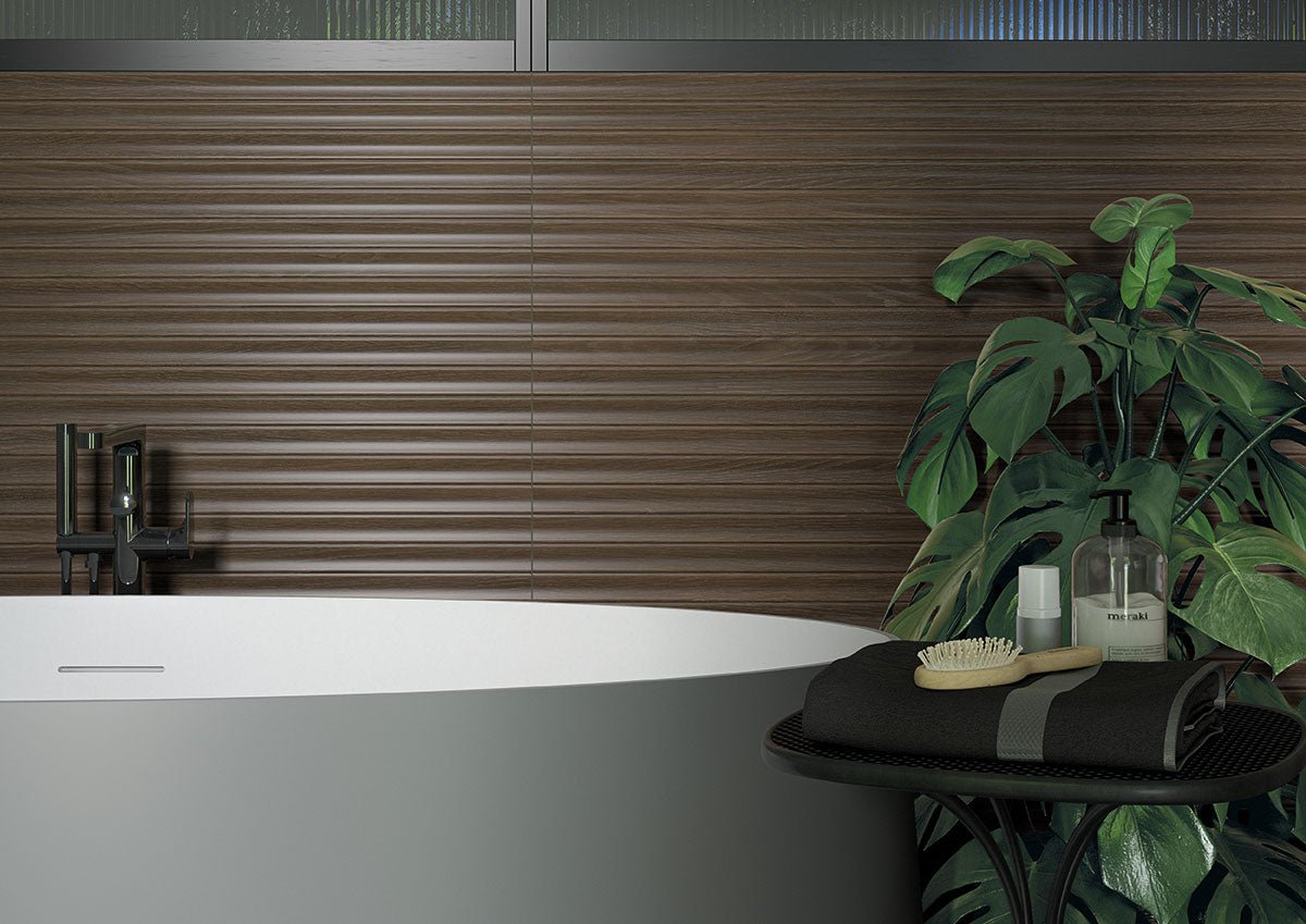 Urbanslat Umber Ceramic MSI Field Tiles 16" X 48" Fluted MSI - Zicana Boutique - 16