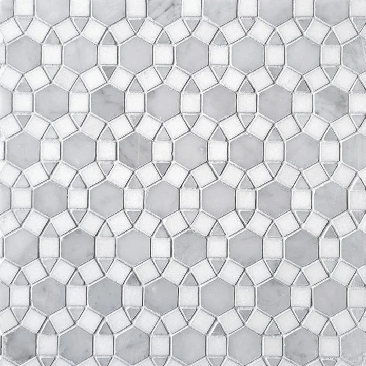 Veloce Hexagon Link Carrara & Thassos Marble Mosaic Zicana Boutique - Zicana Boutique - 1