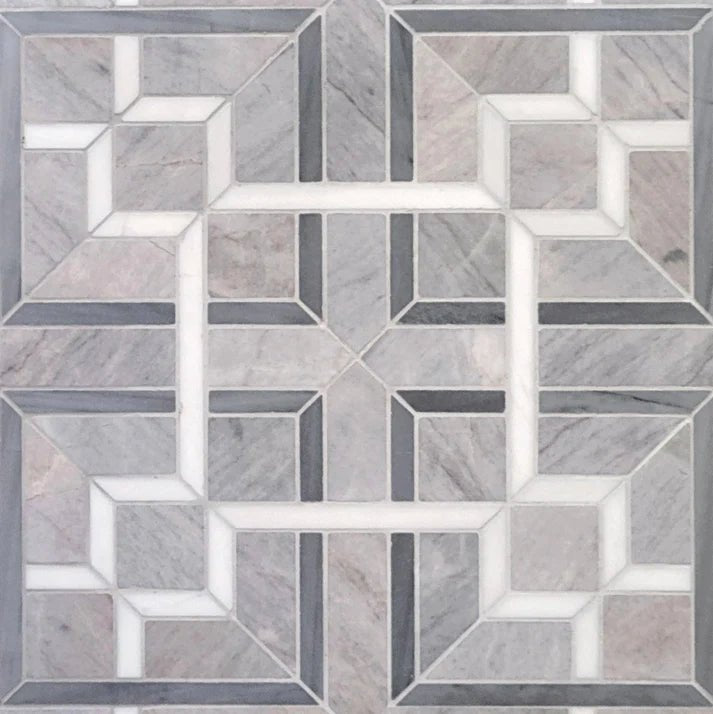 Veloce Sotra Geometric Marble Waterjet Mosaic Zicana Boutique - Zicana Boutique - 1