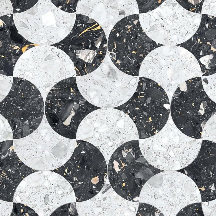 Ventella Aura Nero Terrazzo Waterjet Mosaic Zicana Boutique - Zicana Boutique - 1