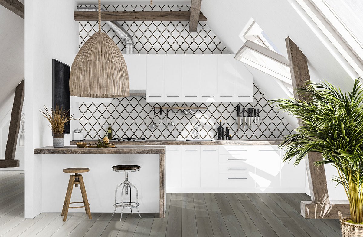 Victorian Light Ceramic MSI Mosaic Tiles 11" X 15" Arabesque Pattern MSI - Zicana Boutique - 2