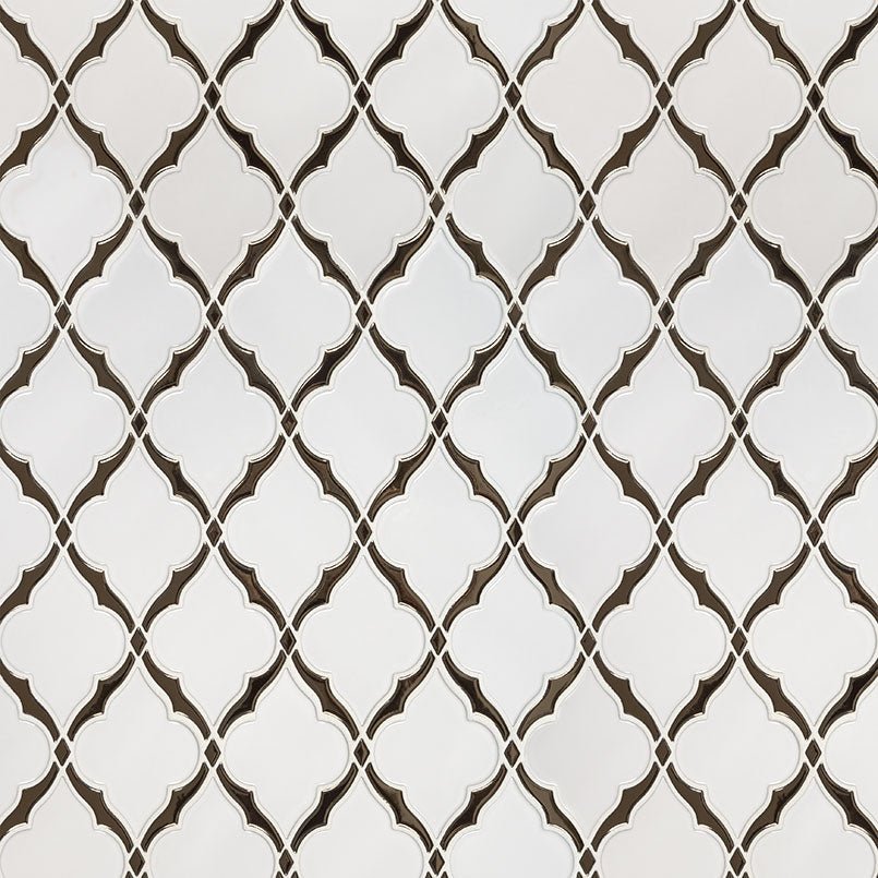 Victorian Light Ceramic MSI Mosaic Tiles 11" X 15" Arabesque Pattern MSI - Zicana Boutique - 3