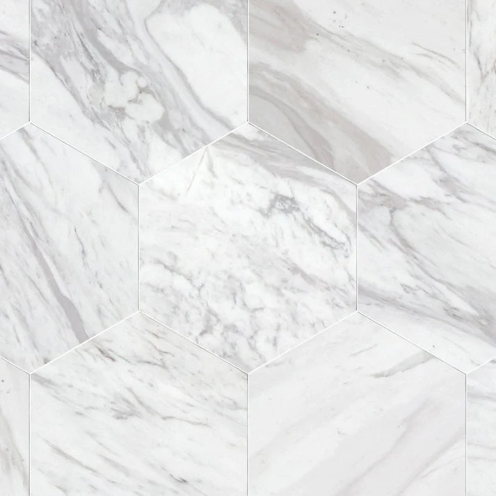 Volakas Polished Marble 10 1/2'' Hexagon Zicana Boutique - Zicana Boutique - 1