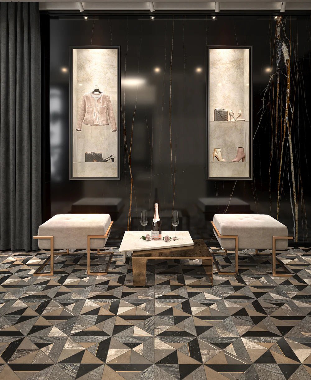 Westwind Black Marble Waterjet Mosaic Artistic Tile - Zicana Boutique - 2