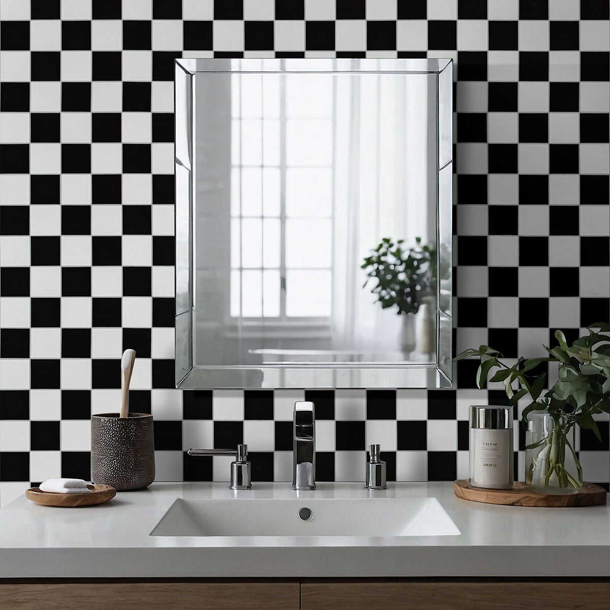 White And Black Porcelain MSI Field Tiles 4" Checkered Pattern MSI - Zicana Boutique - 6
