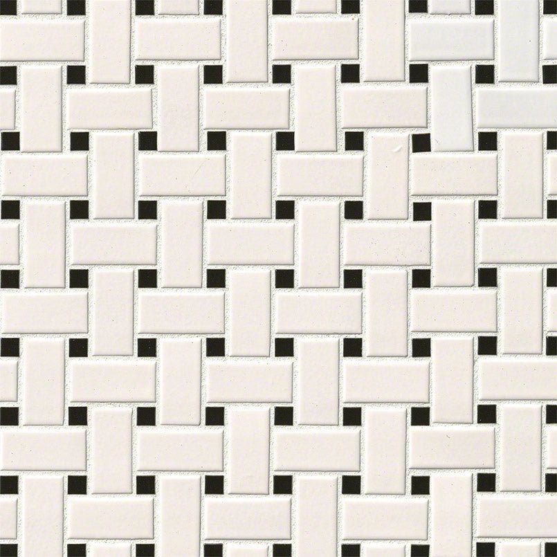 White And Black Porcelain MSI Mosaic Tiles 12" X 12" Basketweave Pattern MSI - Zicana Boutique - 1