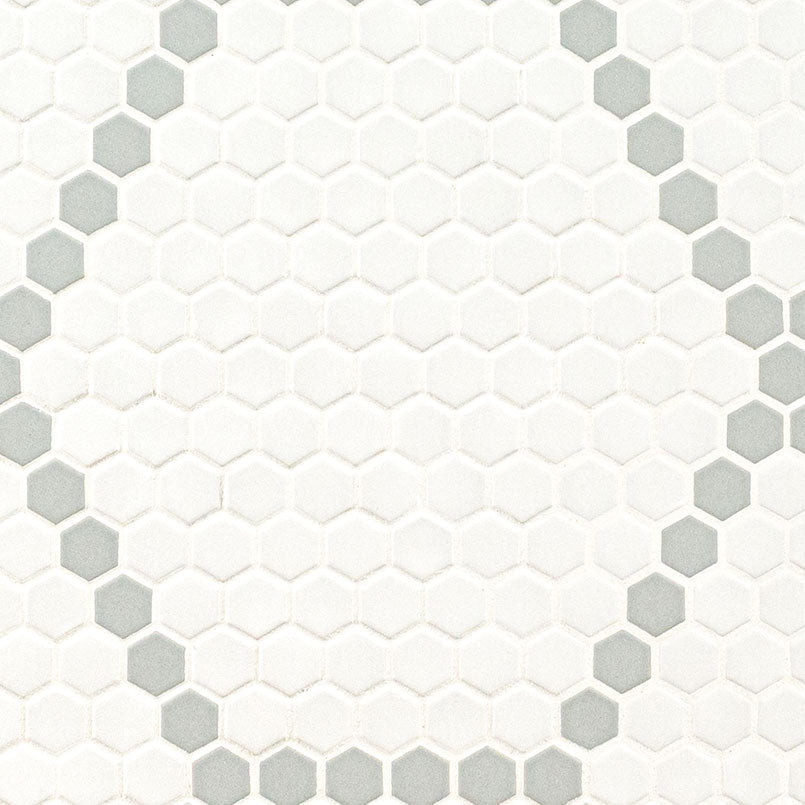 White And Gray Porcelain MSI Mosaic Tiles 12" X 12" Hive Pattern MSI - Zicana Boutique - 1