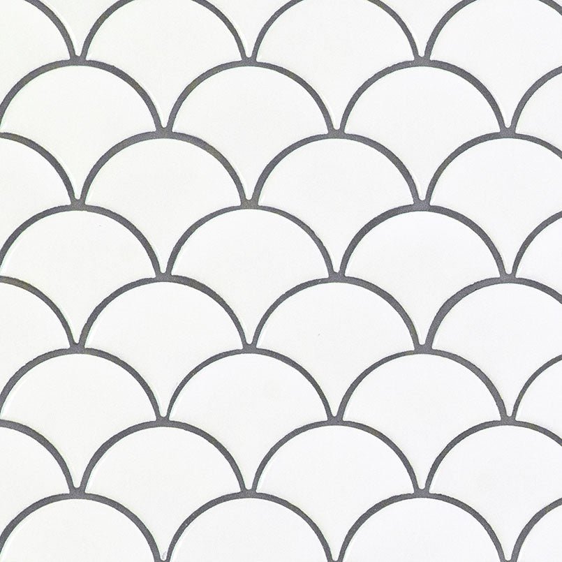White Porcelain MSI Mosaic Tiles 10" X 13" Fish Scale Pattern MSI - Zicana Boutique - 1
