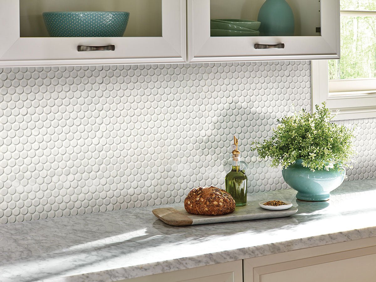 White Porcelain MSI Mosaic Tiles 12" X 13" Penny Round MSI - Zicana Boutique - 2