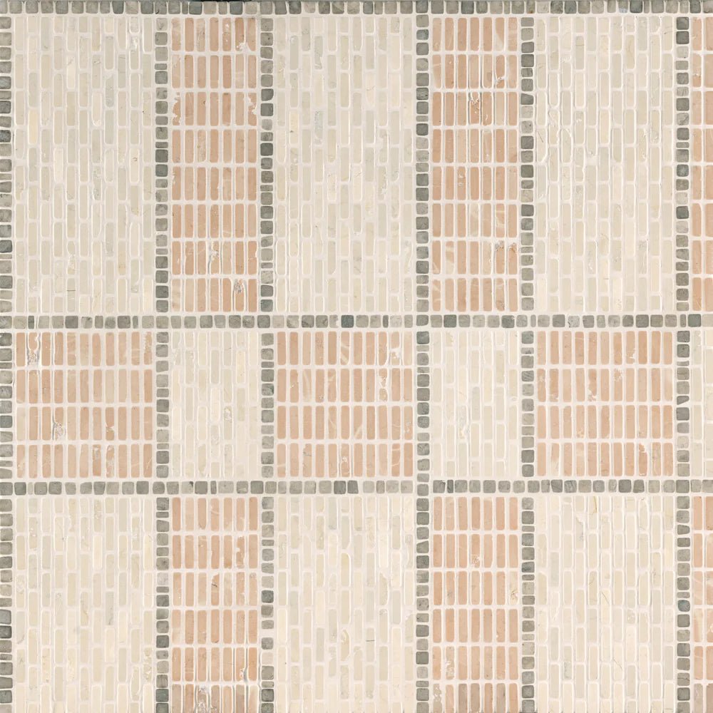 Windowpane Plaid Pink Mosaic Artistic Tile - Zicana Boutique - 1