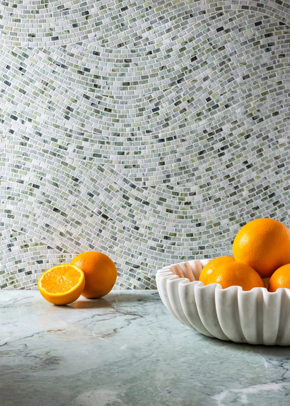 Xanadu Falls Matcha Verde Marble Mosaic Artistic Tile - Zicana Boutique - 2