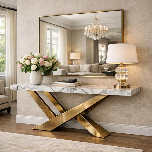 Achilles Console Table: Marble Elegance for Luxurious Interiors - Zicana Boutique
