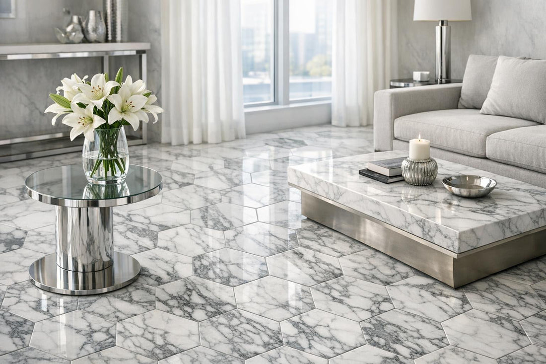 Arabescatto Polished Marble Hexagon: Luxury and Elegance Defined - Zicana Boutique
