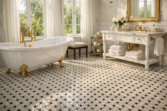 Basketweave Floor Tile: Elevate Interiors with Timeless Elegance - Zicana Boutique