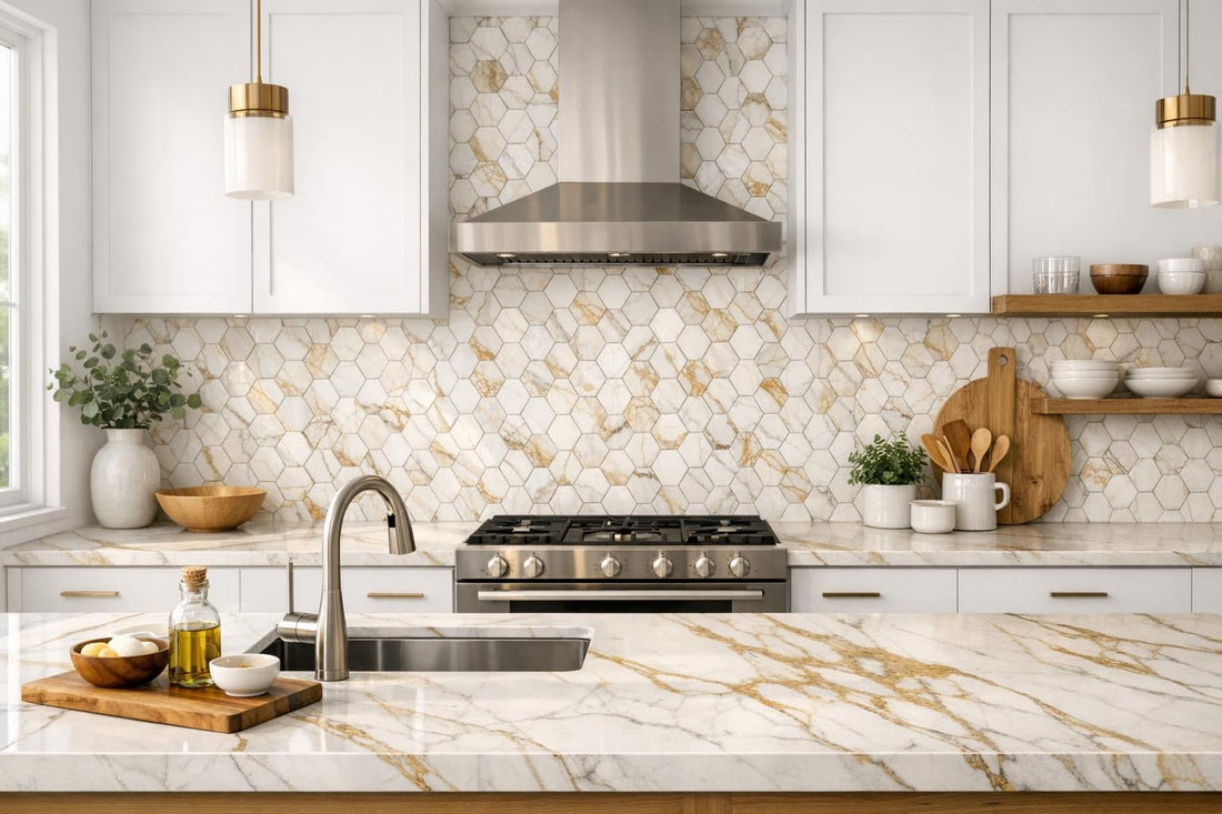 Calacatta Gold Marble Mosaic: Elevate Your Design Artistry - Zicana Boutique