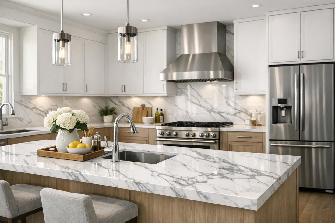 Calacatta White Stonepeak: Elevate Designs with Luxurious Elegance - Zicana Boutique