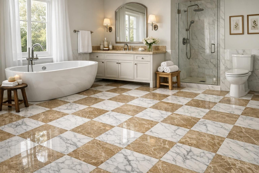 Checkerboard Diano Royale and Calacatta Marble Tile Insights - Zicana Boutique