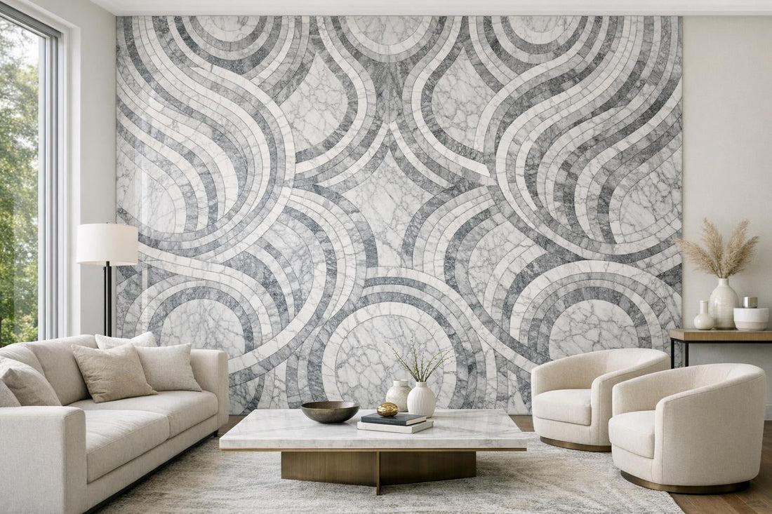 Curvona Circuit Marble Waterjet Mosaic: Zicana's Exquisite Touch - Zicana Boutique
