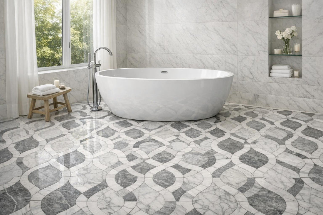 Curvona Depar Circa Marble Waterjet Design at Zicana Boutique - Zicana Boutique