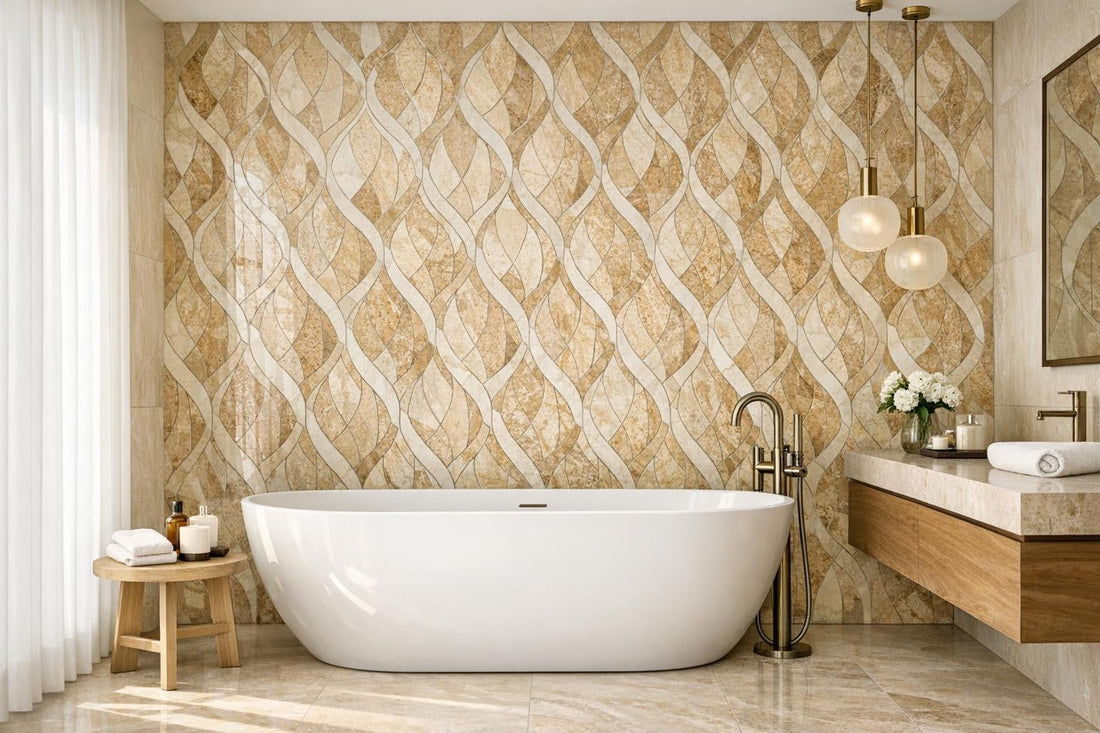 Curvona Latte Marble Mosaic Elegance for Design Experts - Zicana Boutique