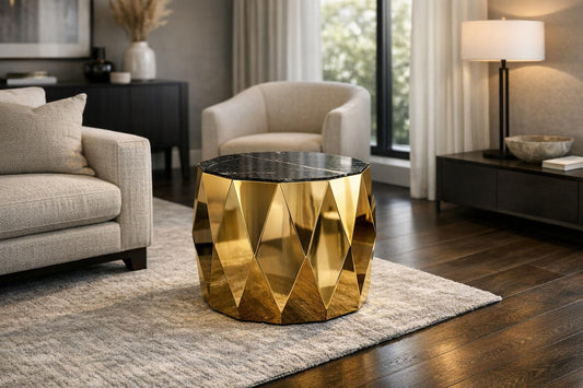 Decagon Rex Side Table: Elevate Spaces with Zicana Boutique - Zicana Boutique
