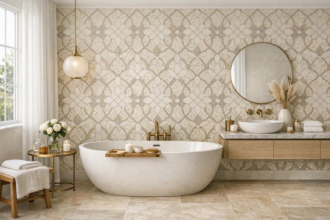 Decova Olin Cream Terrazo: Luxury Waterjet Mosaic Insights - Zicana Boutique