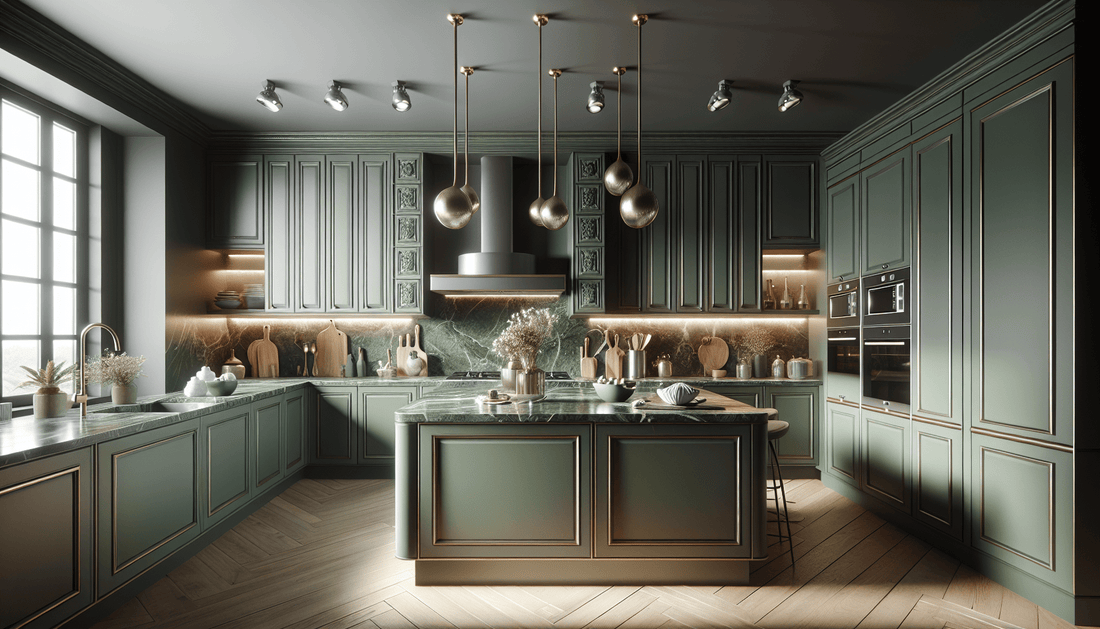 Designing Luxury: Green Cabinets with Granite Countertops Ideas - Zicana Boutique