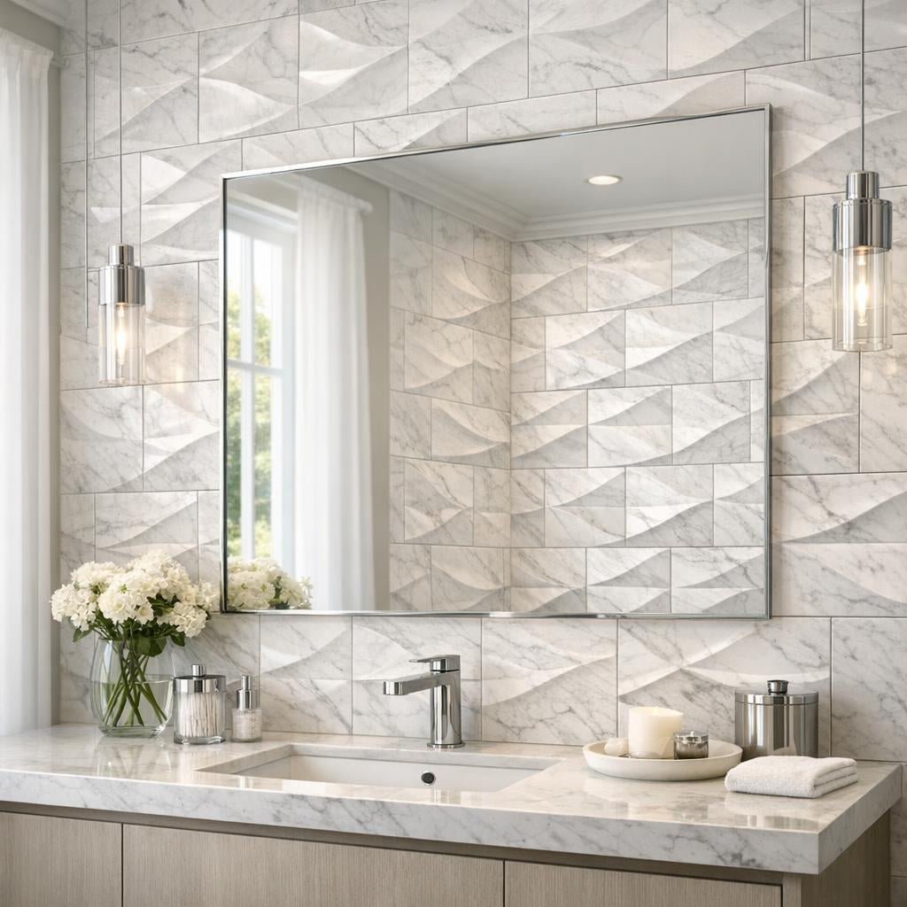 Discover Ambra Bianco Carrara Marble Dimensional Tile Magic - Zicana Boutique