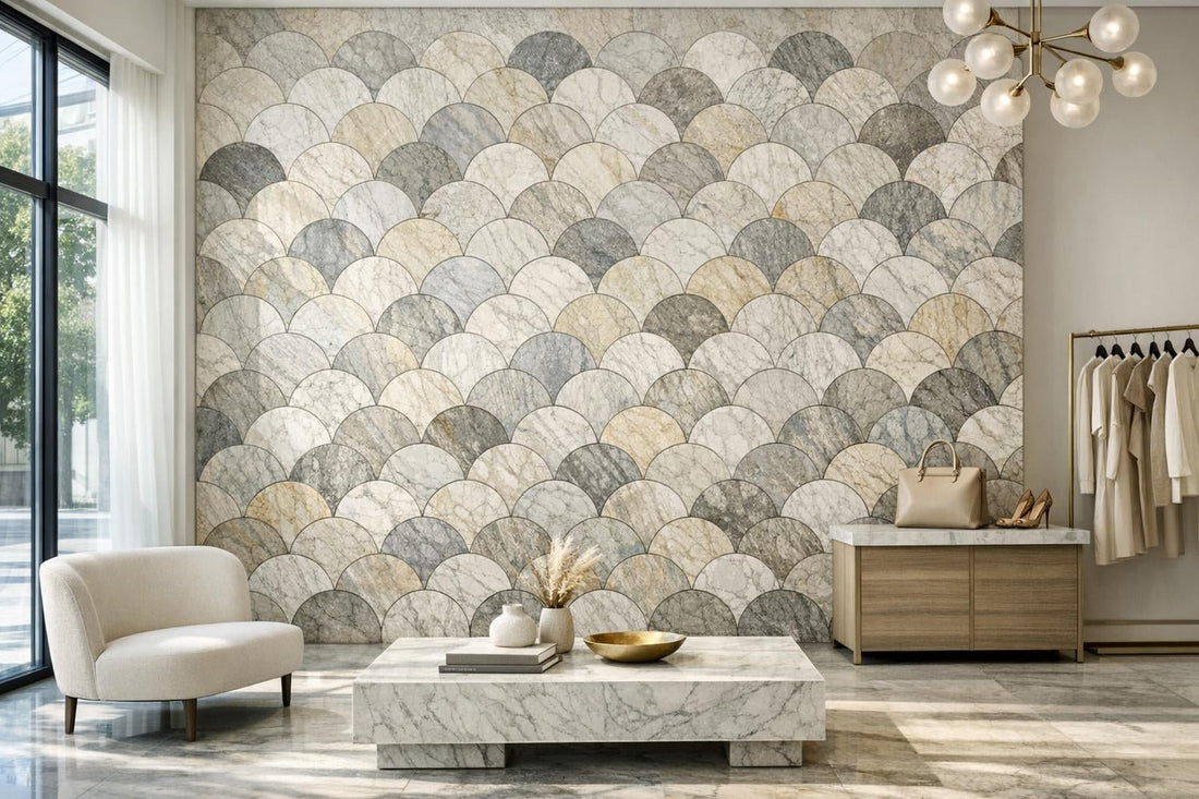 Discover Atelier Waveform 3D Scallop Stone Mosaic Designs - Zicana Boutique