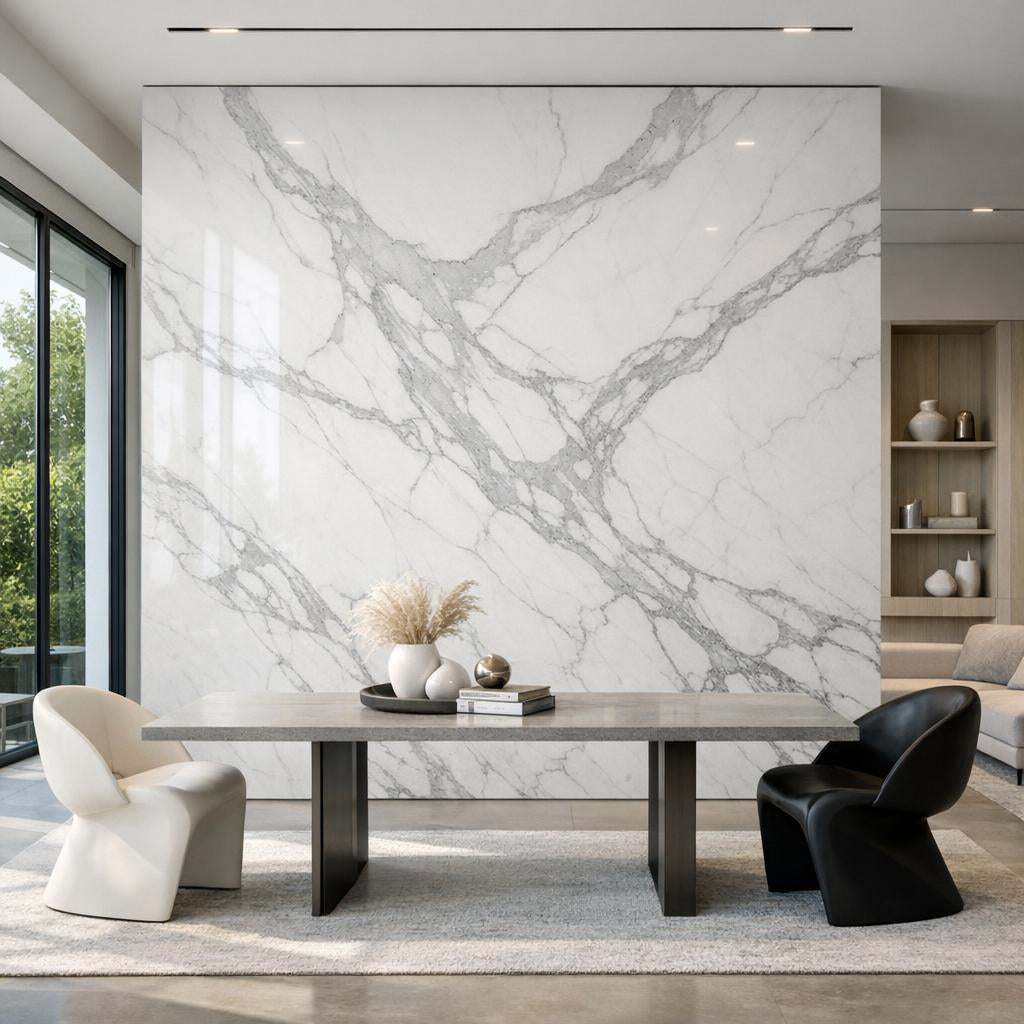 Discover Bianco Statuario Venato Laminam at Zicana Boutique - Zicana Boutique