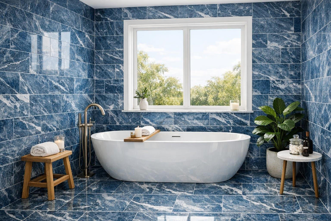 Discover Blue Mont Polished Marble Field Tile at Zicana - Zicana Boutique