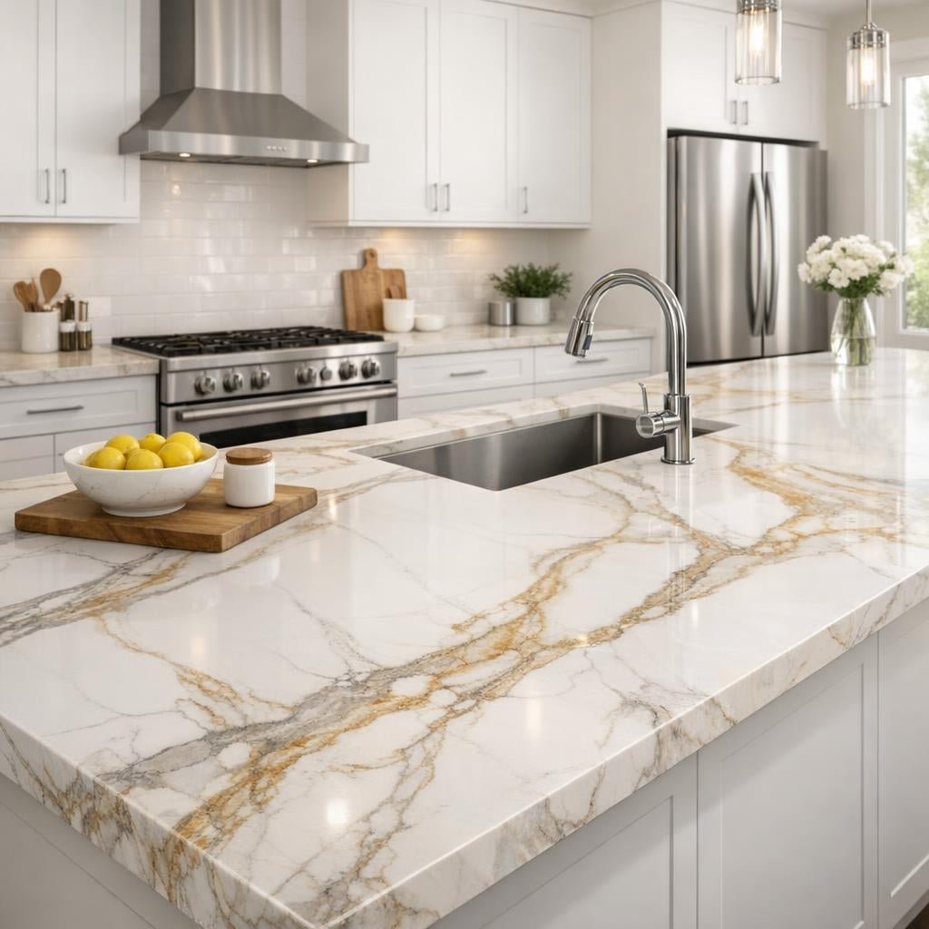 Discover Calacatta Goldstream Tessa Quartz for Luxury Spaces - Zicana Boutique