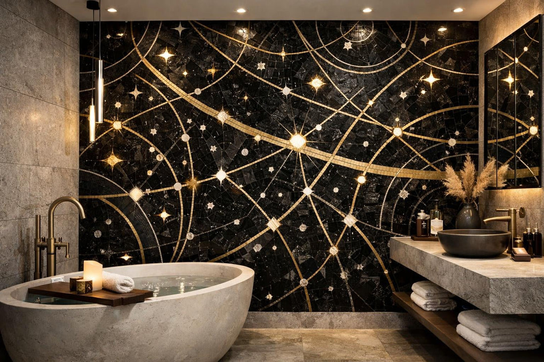 Discover Constellation Blacklite Marble Waterjet Mosaic Solutions - Zicana Boutique