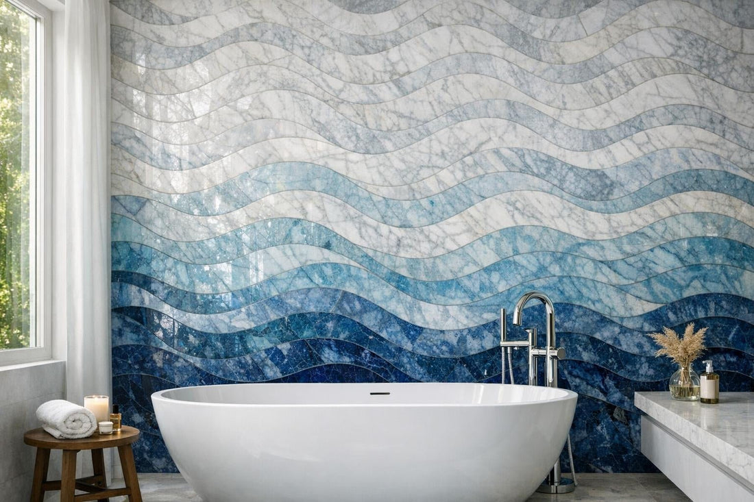Discover Curvona Ocean Ombre Marble Mosaic at Zicana - Zicana Boutique