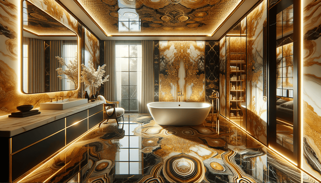 Discover Elegance with Gold Agate Onyx Raphael Porcelain Tiles - Zicana Boutique