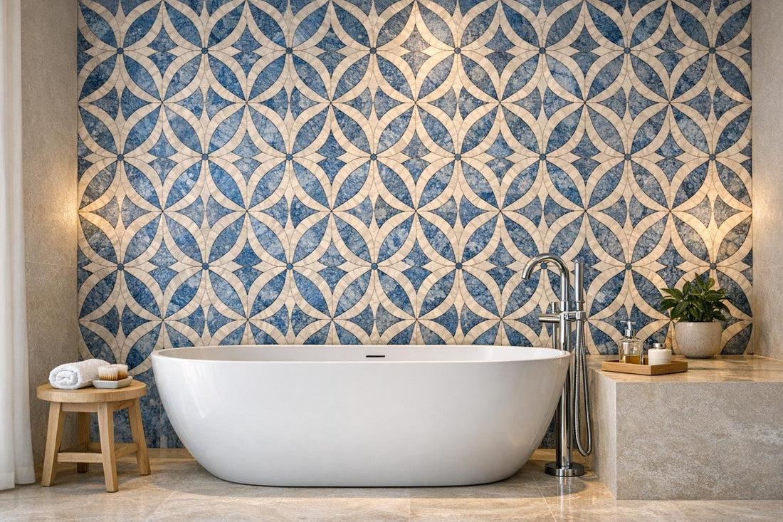 Discover Ezzy Blue Diamond Marble Mosaic at Zicana Boutique - Zicana Boutique
