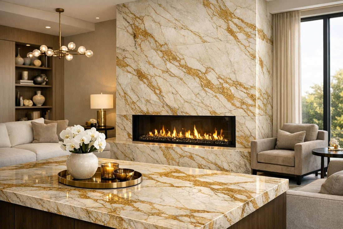 Discover Gold Royale Tessa Quartz for Luxury Home Design - Zicana Boutique