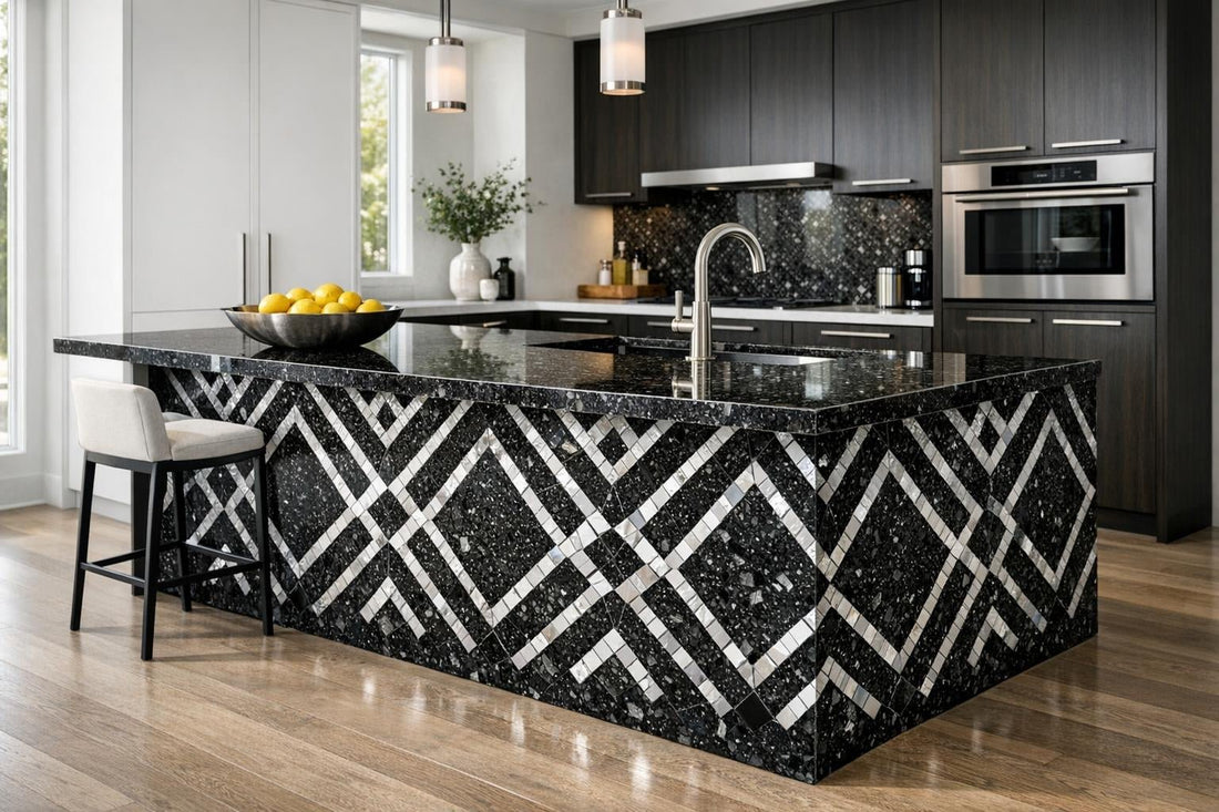 Discover Lucente Nero Diamond Terrazzo Waterjet at Zicana - Zicana Boutique