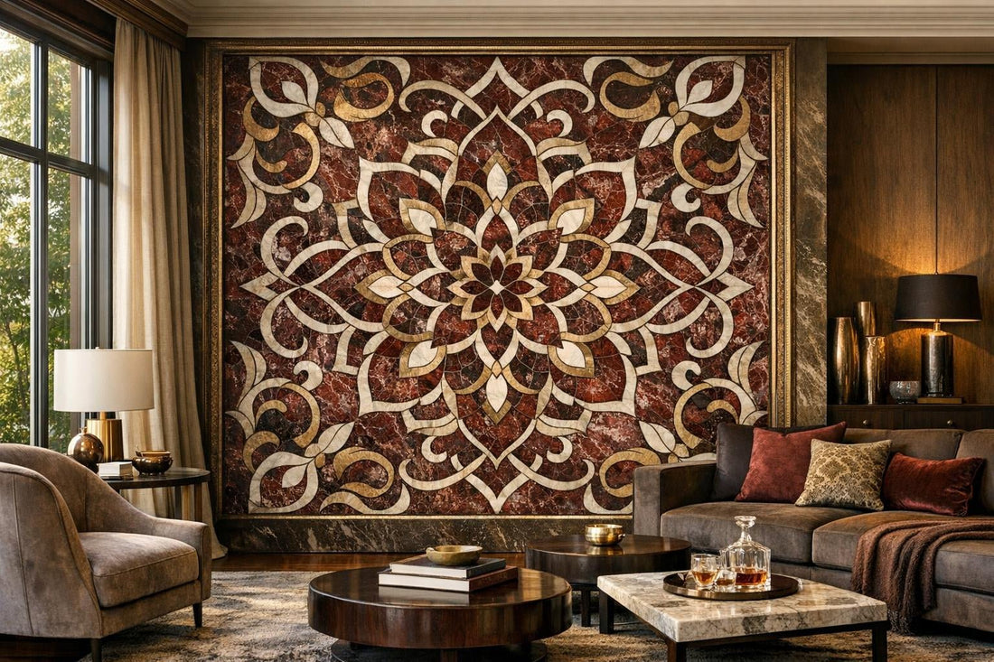 Discover Ruby Elis Maroon Marble Waterjet Mosaic Magic - Zicana Boutique