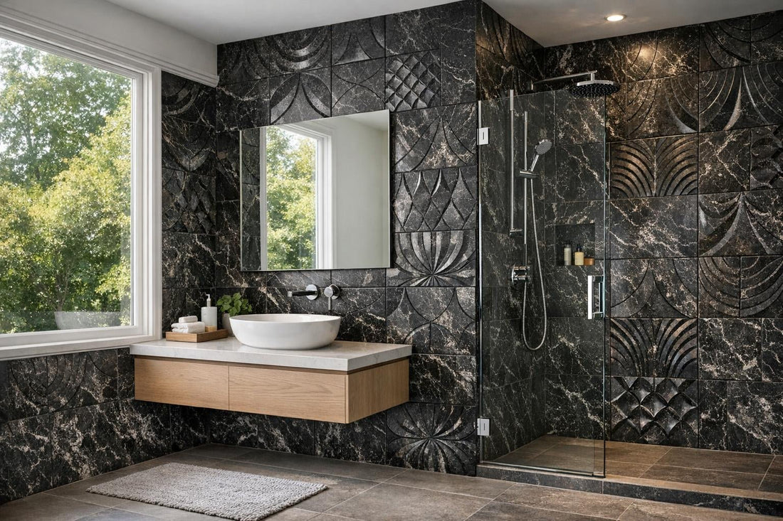Discover Sanctuary by Lori Weitzner Nero Marble Tile - Zicana Boutique